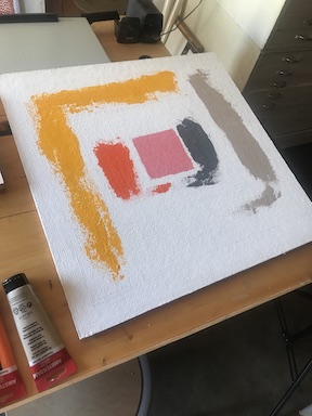 One of a series of iphone photos showing the progressive stages of an acrylic painting