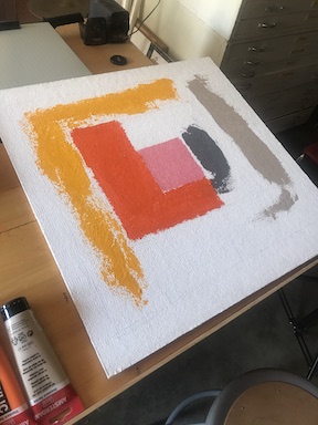 One of a series of iphone photos showing the progressive stages of an acrylic painting