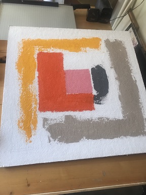 One of a series of iphone photos showing the progressive stages of an acrylic painting