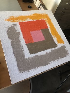 One of a series of iphone photos showing the progressive stages of an acrylic painting