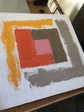 One of a series of iphone photos showing the progressive stages of an acrylic painting