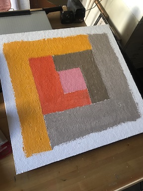 One of a series of iphone photos showing the progressive stages of an acrylic painting